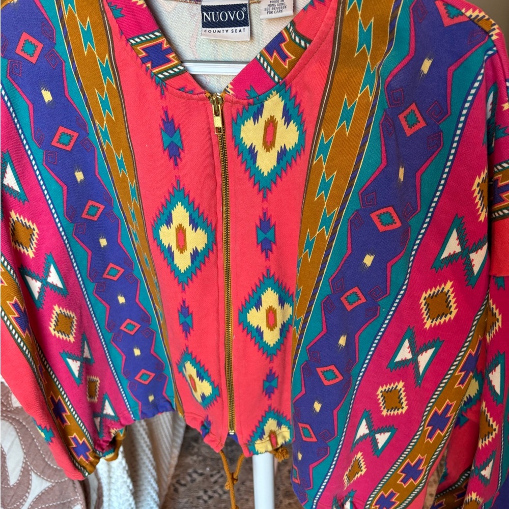 NUOVO Vintage Women's Geometric Bomber Jacket